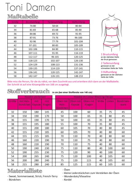 Papierschnittmuster Damenhoodie Toni - Fadenkaefer